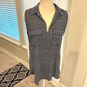 Black & White Sleeveless Mixed Media Blouse